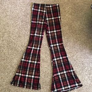 Plaid Bell Bottom Pants